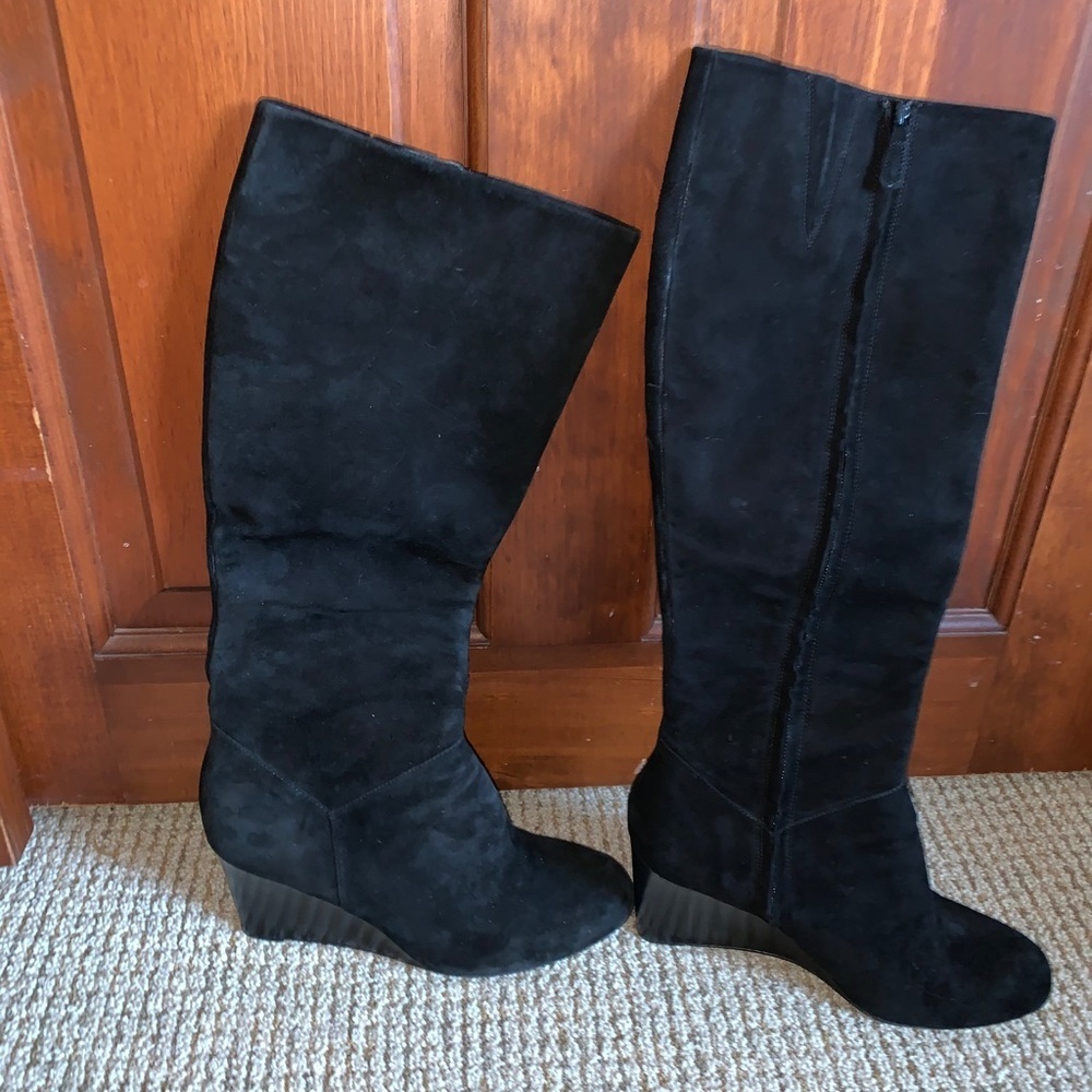 Cole Haan Tall Black Suede Boots 8.5